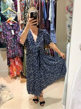 Ulla Johnson Navy Blue Floral Maxi Dress
